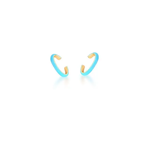 PIERCING DE ORELHA ESMALTADO AZUL CLARO BANHADO A OURO