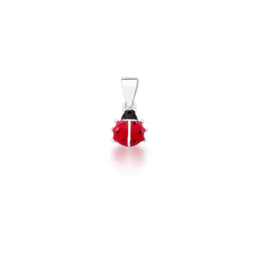 PINGENTE KIDS DE JOANINHA ESMALTADO VERMELHO PRATA LISA