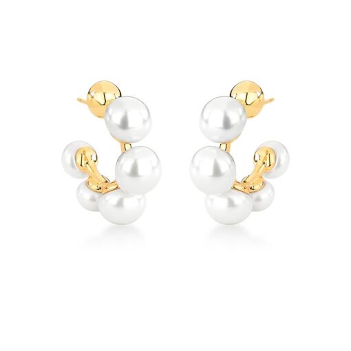 MEIA ARGOLA COM PÉROLAS SHELL INTERCALADAS