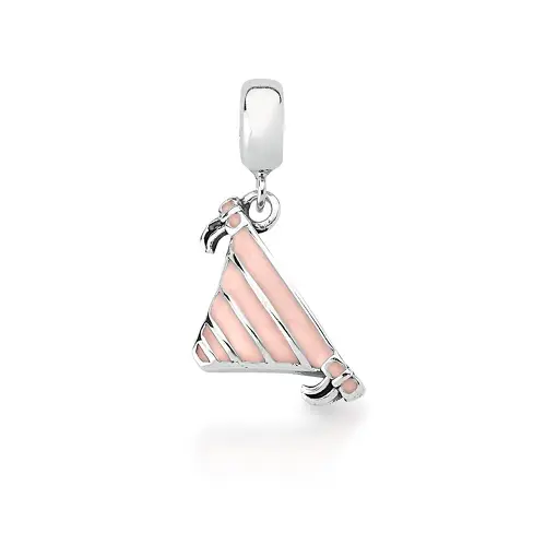 PINGENTE BERLOQUE KIDS DE CHAPÉU ROSA PRATA ENVELHECIDA