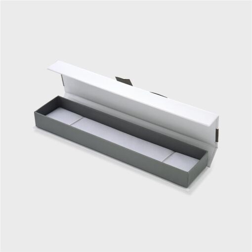 EMBALAGEM DE PAPEL CINZA E BRANCO COM VELUDO PARA PULSEIRA