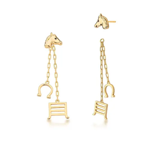 BRINCO EAR JACKET DE CAVALO LISO BANHADO A OURO