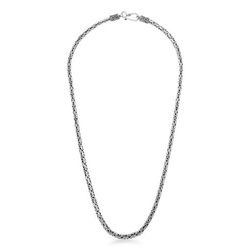 CORRENTE BALI TRABALHADA 60CM EM PRATA ENVELHECIDA