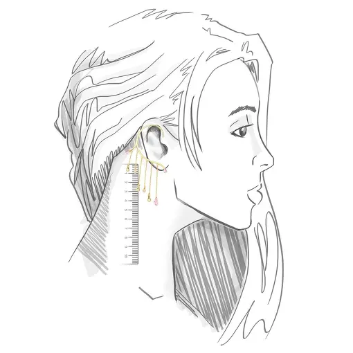 BRINCO EAR CUFF COM ZIRCÔNIAS EM GOTA ROSA BANHADO A OURO