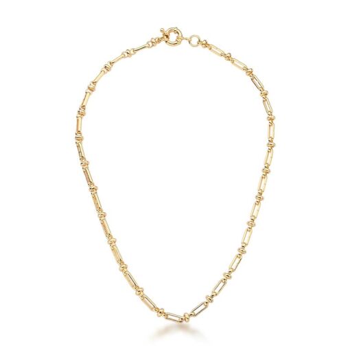 COLAR EM ELOS RETANGULARES LISOS BANHADO A OURO
