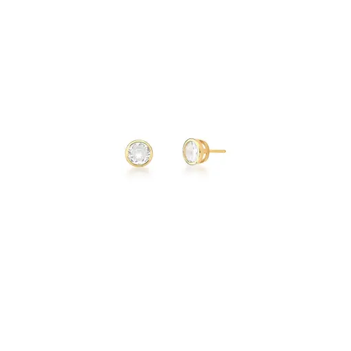 CONJUNTO BRINCO E COLAR COM CRISTAL REDONDO BANHADO A OURO