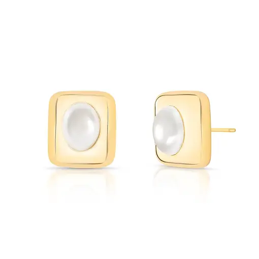 BRINCO RETANGULAR COM PÉROLA SHELL OVAL