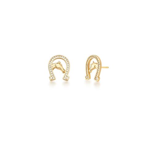 BRINCO DE CAVALO E FERRADURA BANHADO A OURO