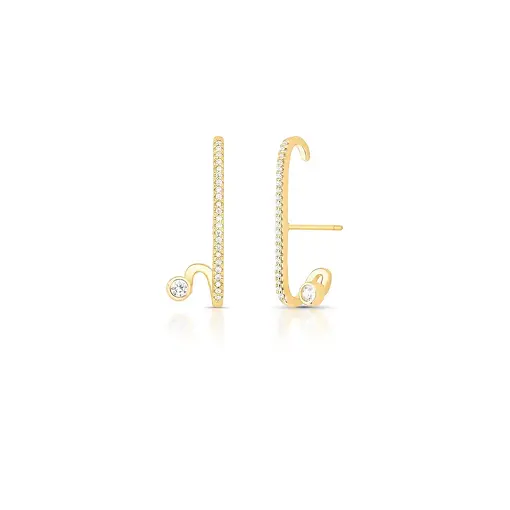 BRINCO EAR HOOK CURVO COM CRISTAL E ZIRCÔNIAS