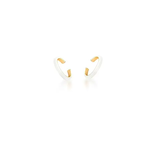 PIERCING DE ORELHA ESMALTADO BRANCO BANHADO A OURO