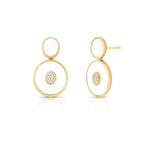 BRINCO 2 EM 1 OVAL EM MADREPÉROLA E ZIRCÔNIAS