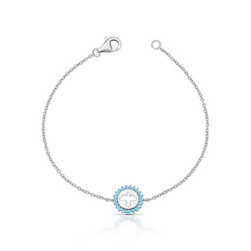 PULSEIRA COM IMAGEM DO ESPÍRITO SANTO PRATA RODINADA