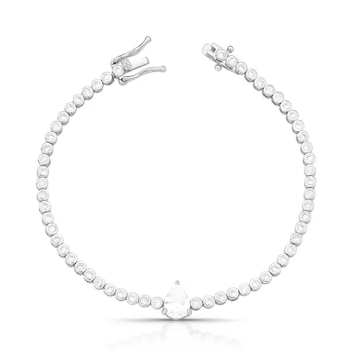 PULSEIRA COM PINGENTE DE GOTA E CRISTAIS REDONDOS