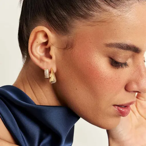 ARGOLA TEXTURIZADA LISA BANHADA A OURO