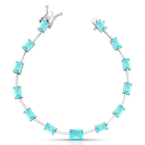 PULSEIRA COM CRISTAIS RETANGULARES INTERCALADOS