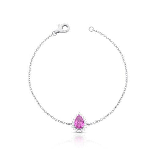 PULSEIRA COM CRISTAL DE GOTA E ZIRCÔNIAS PRATA RODINADA