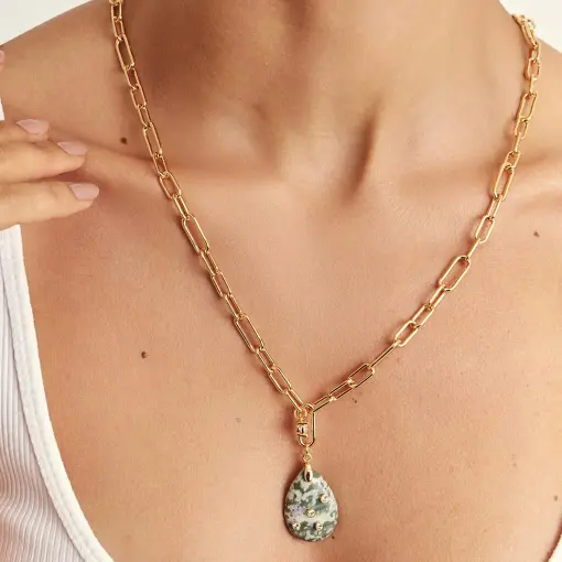 COLAR COM PINGENTES DE CRISTAL E PEDRA NATURAL ÁGATA