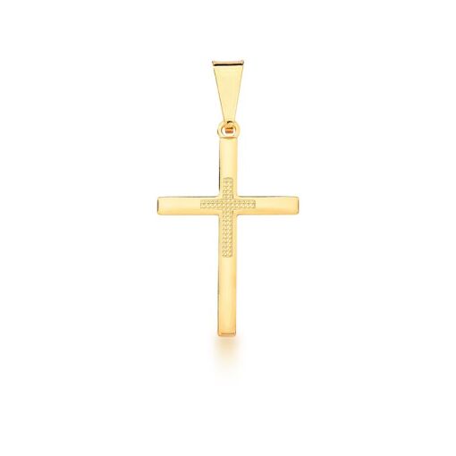 PINGENTE DE CRUZ LISA BANHADO A OURO