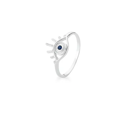 ANEL DE OLHO COM ZIRCÔNIA AZUL PRATA LISA