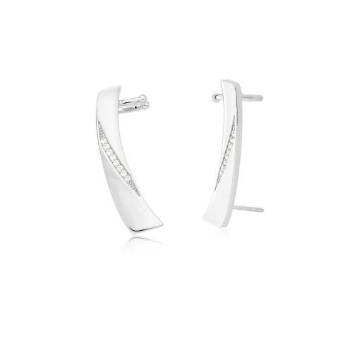 BRINCO EAR CUFF RETANGULAR FILEIRA COM ZIRCÔNIAS BANHADO A OURO
